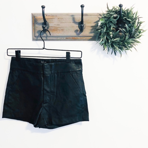 DSTLD Pants - DSTLD Black Leather High Rise Shorts 25